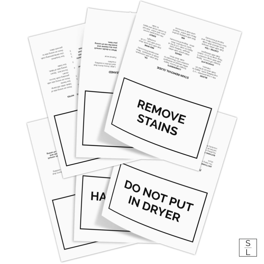 printable clothing and fabric care cards