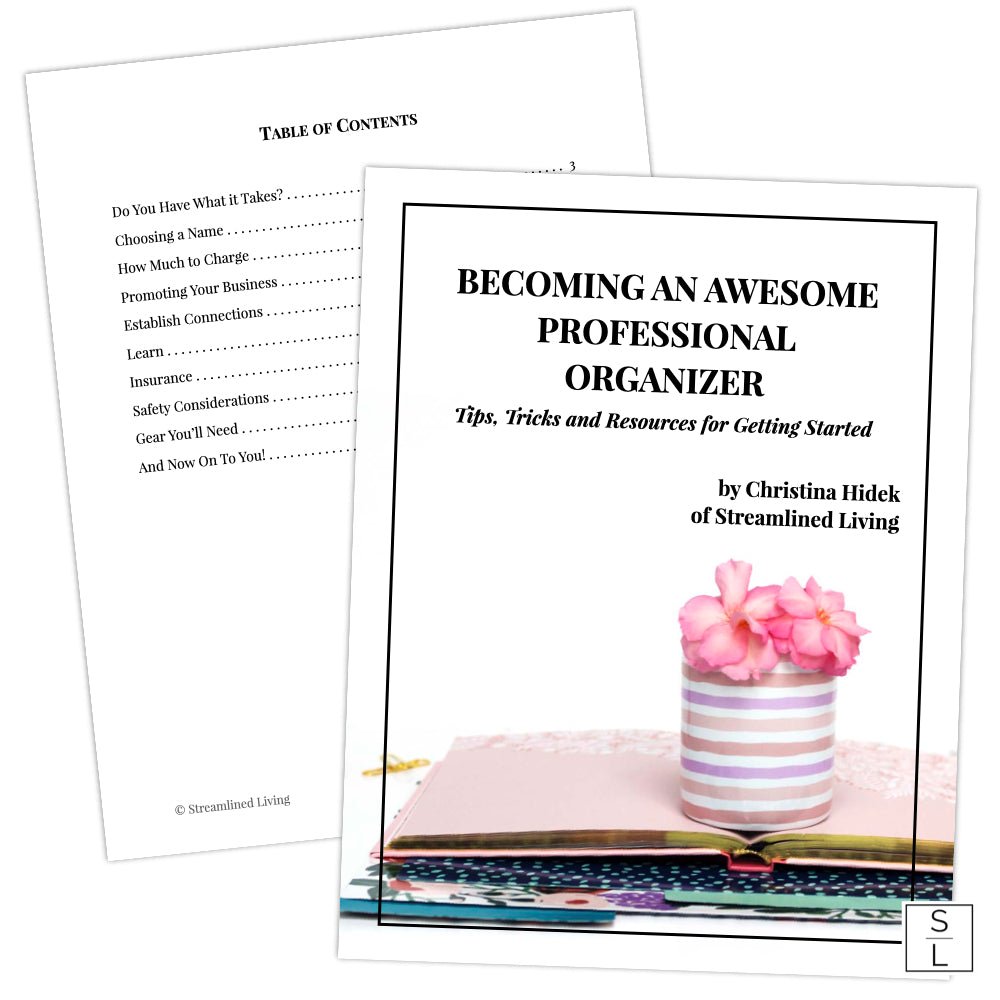 book cover with flowers in striped round container atop colorful books and folders with table of contents page behind atop white backgroun