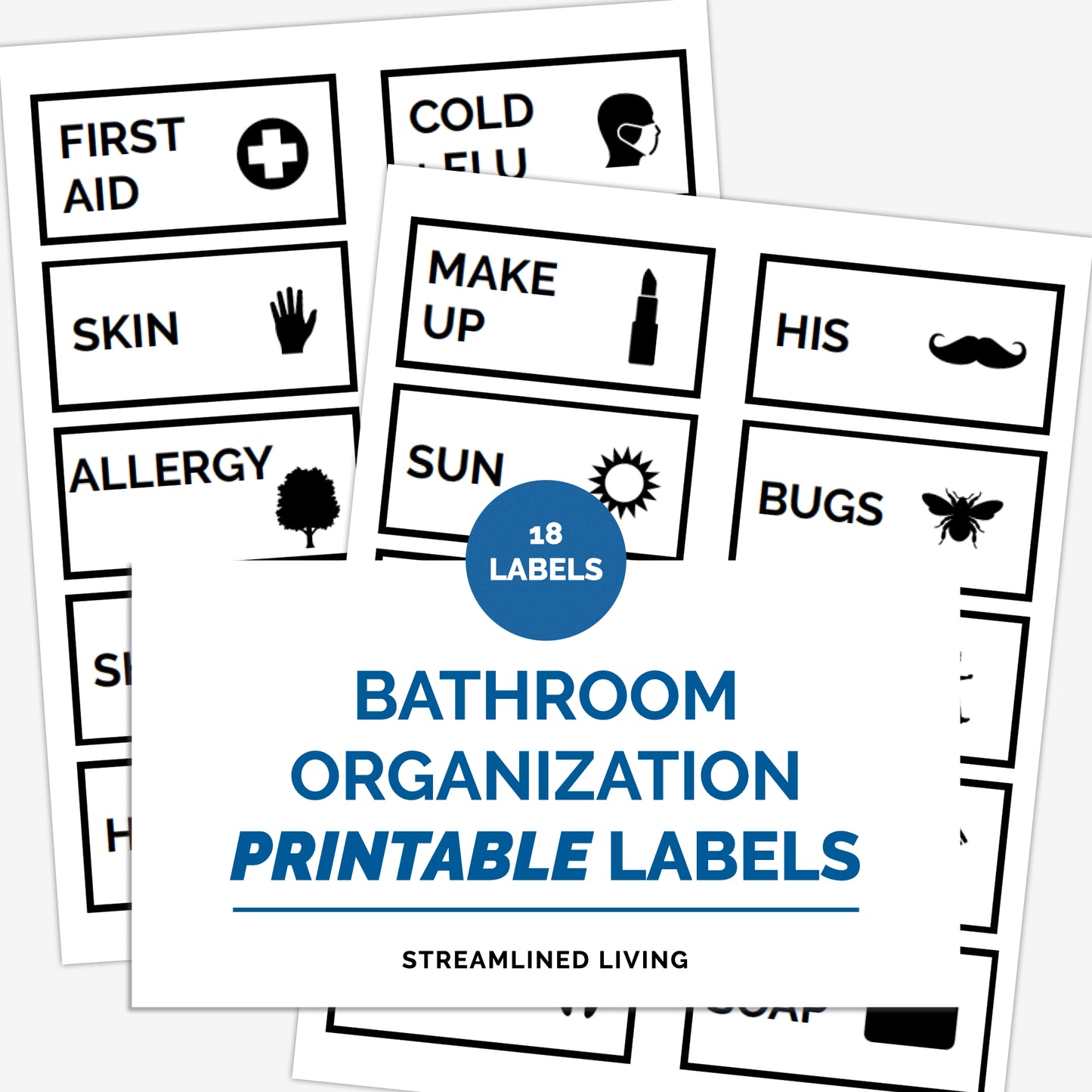 printable bathroom organizing labels with icons