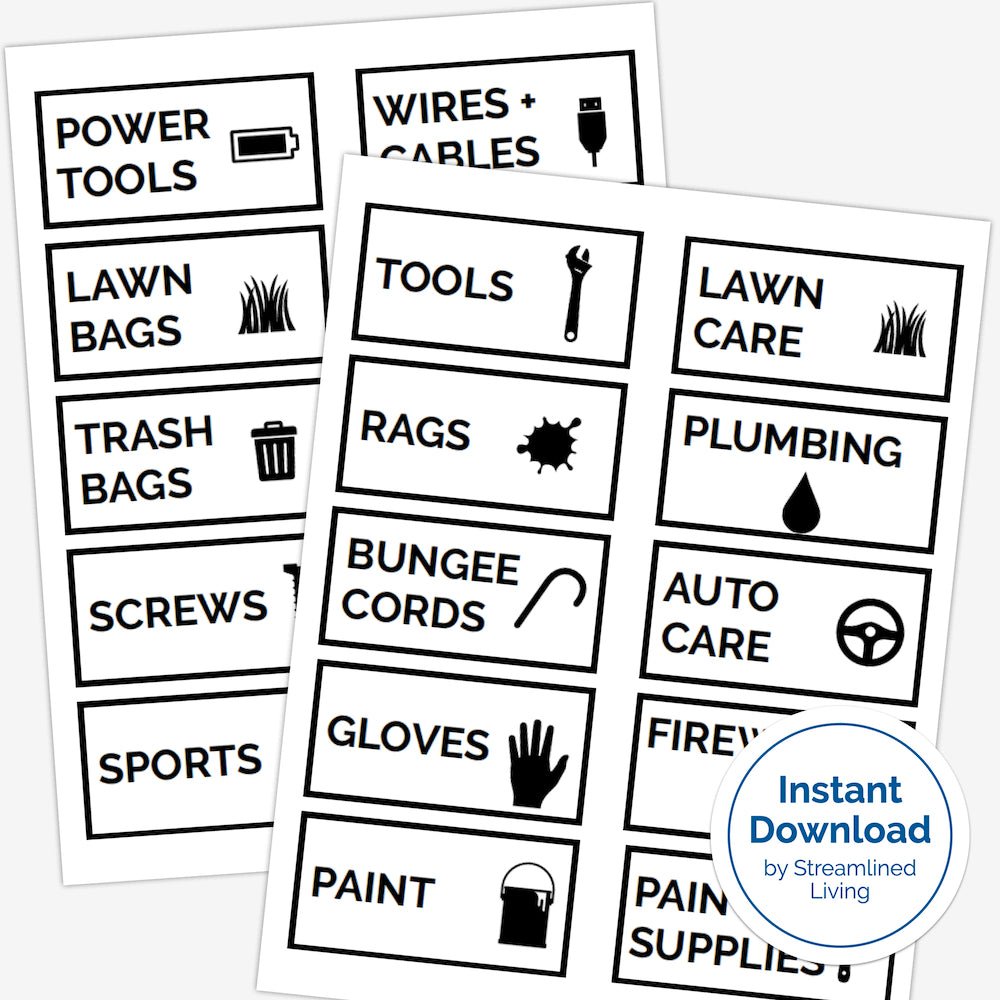 printable garage organizing labels