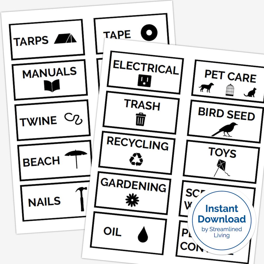 printable garage organizing labels