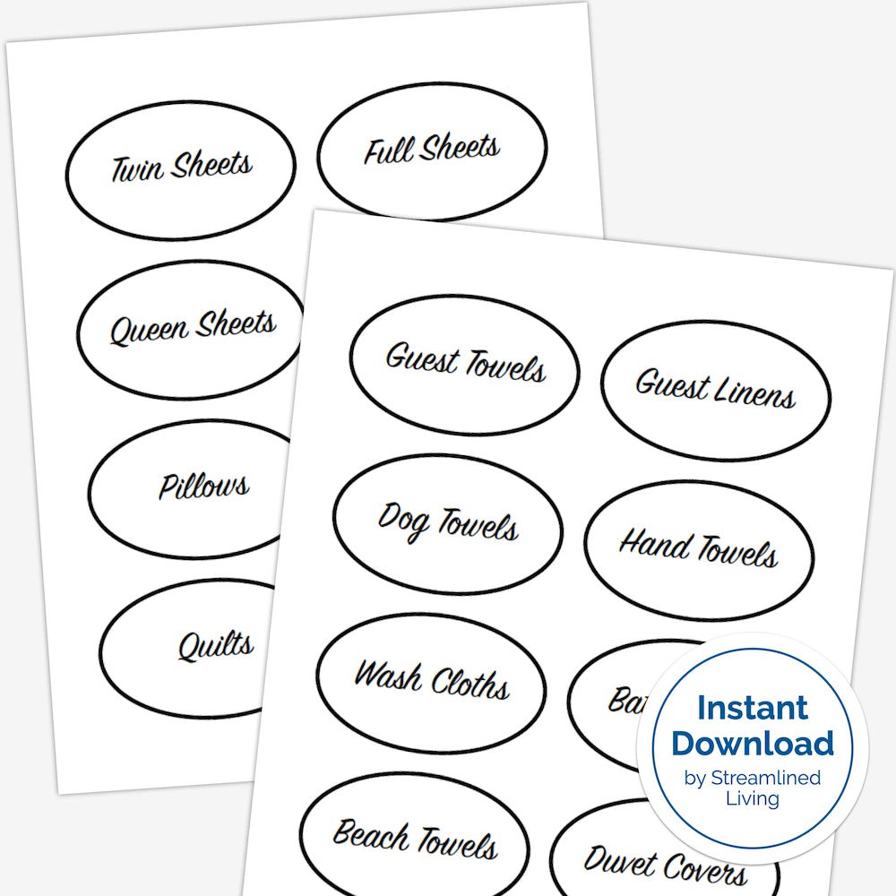 printable minimal linen closet organizing labels