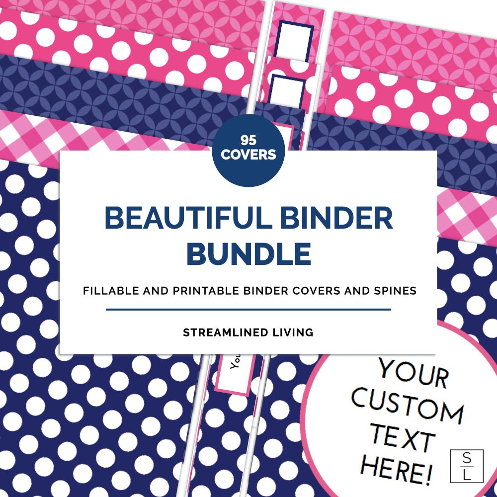 pink and blue patterned printable binder and planner cover sets