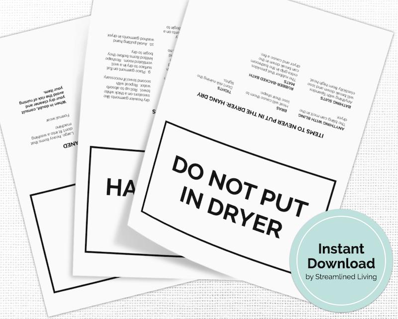 printable clothing and fabric care cards