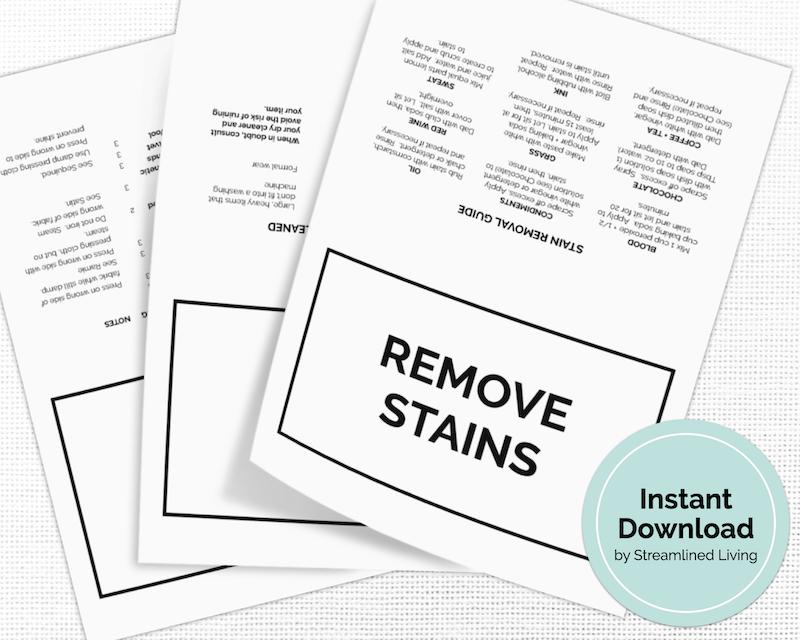 printable clothing and fabric care cards
