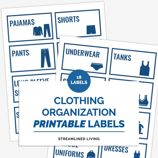 printable blue clothing organizing labels