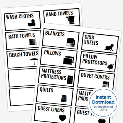 printable linen closet organizing labels with pictures for non readers