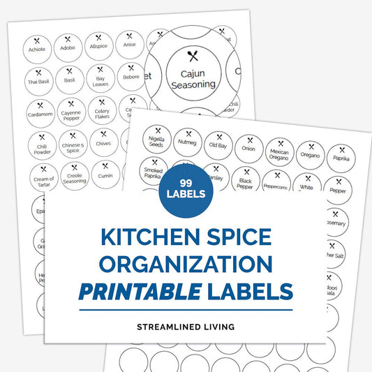 printable spice jar labels for an organized kitchen