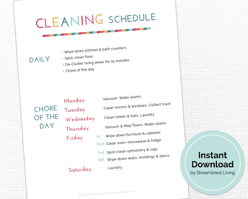 Bright Rainbow Weekly Cleaning Schedule – Streamlined Living