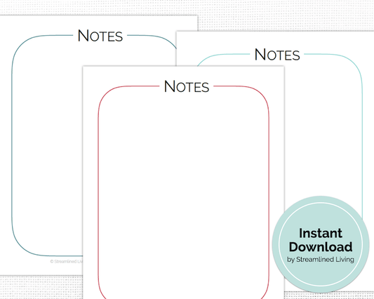 printable planner notes pages
